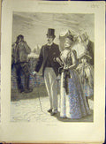 Original Old Antique Print 1894 After-Church Walk Promenade People Brewtnall