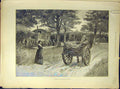 Original Old Antique Print 1891 Travelling Showmen Camp Caravan Cart Art 19th