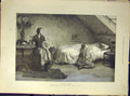 Original Old Antique Print 1888 Widowed-Fatherless Mother Children Kennington