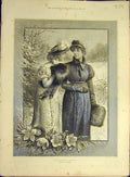 Old Antique Print 1883 Christmas Roses Johnson Ladies Flower Snow Winter 19th