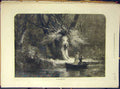 Original Old Antique Print 1874 River-Side Boat Romantic Fine Art 19th