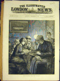 Original Old Antique Print 1881 Year-End Twelve-Midnight Ladies Man New-Year-Eve