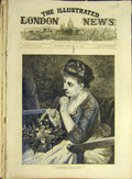 Old Antique Print 1876 Village-Belle Schlesinger Lady Basket Flowers Art 19th