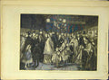 Original Old Antique Print 1871 Pantomime Last-Train Station People Children