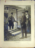 Original Old Antique Print 1893 Interrupted-Honeymoon Lady Sier Postman Knowles