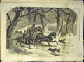 Original Old Antique Print 1859 Christmas Party Weir Horse Carriage Family Dogs