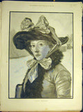 Original Old Antique Print 1890 Sunday-Morning Lady Bonnet Hat Fine Art 19th
