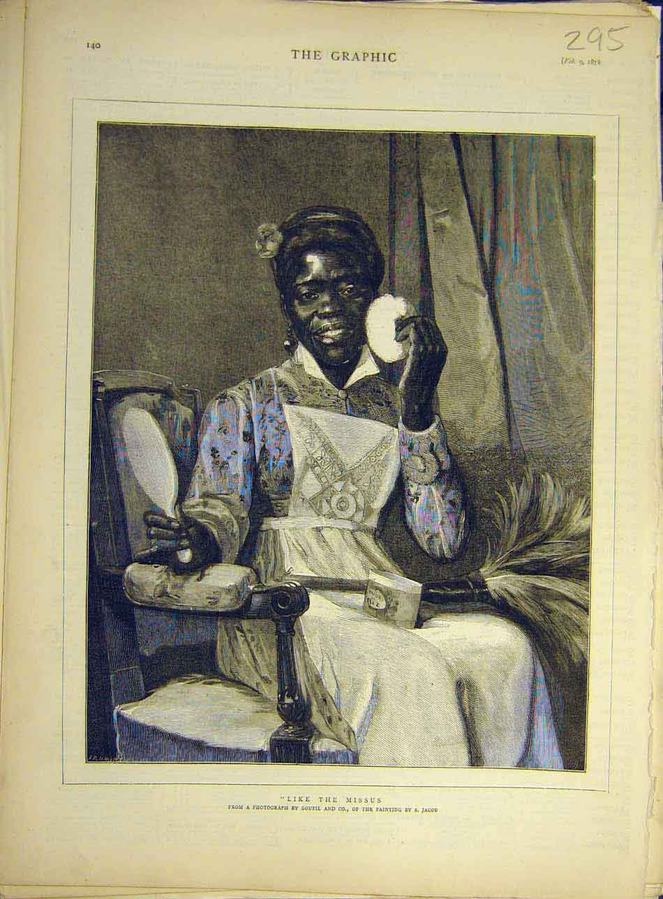 Original Old Antique Print 1878 Like-The-Missus Jacob Fine Art Maid Servant 19th