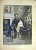 Original Old Antique Print 1890 Missing-Ship News Rainey Boy Man Lady Victorian