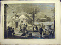 Original Old Antique Print 1860 House Fire Christmas Eve Leitch Winter Snow 19th