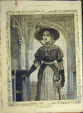 Original Old Antique Print 1885 Squire'S Daughter Lady Woman Walker Fine Art