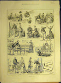 Original Old Antique Print 1886 Valentine'S Day Sketches Dadd Smithers Romance
