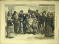 Original Old Antique Print 1872 Holiday Excursion Train Booking People Queue