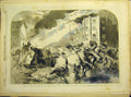 Original Old Antique Print 1857 Fire Camden Station London North-Western Railway