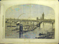 Original Old Antique Print 1860 Charing-Cross Railway Bridge Boats River 19th