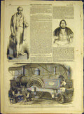 Old Antique Print 1852 Statue Stephenson Lopez Engine Railway Locomotive 19th
