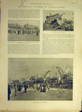 Old Antique Print 1894 Railway Accident Northallerton Train Engine Tender 19th