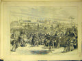 Original Old Antique Print 1875 Doncaster Races Railway Station People Crowds