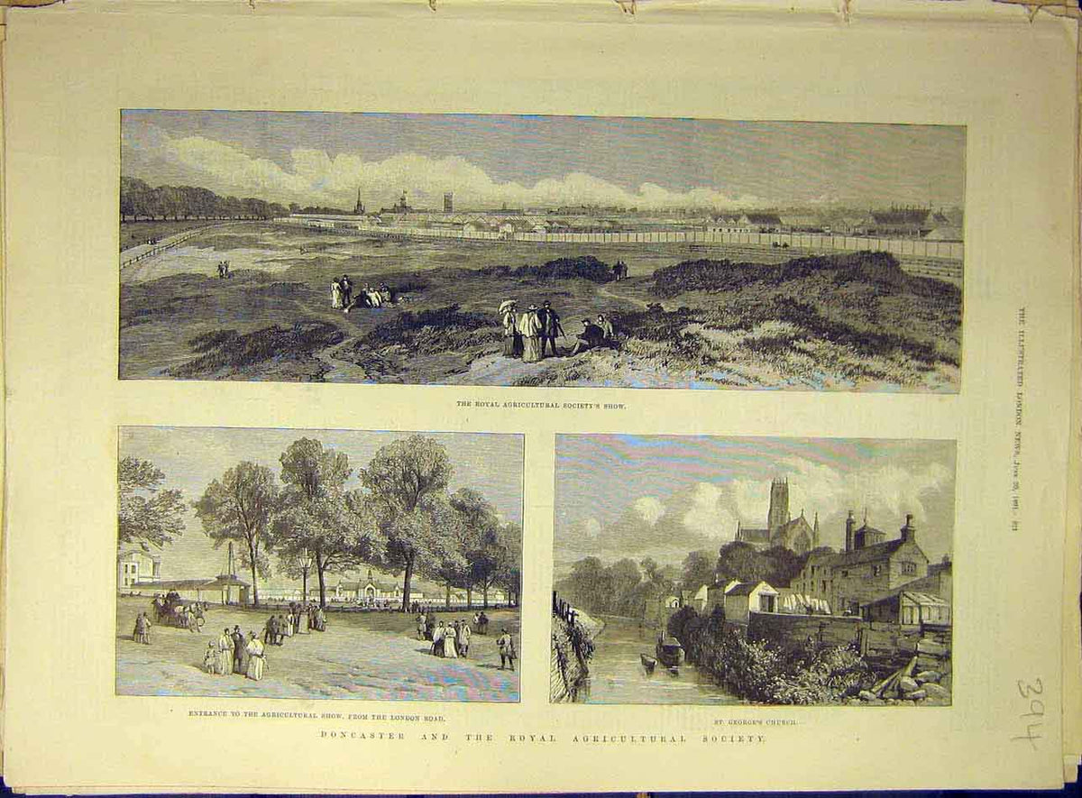 Original Old Antique Print 1891 Doncaster Royal Agricultural Society Show Church