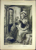 Original Old Antique Print 1894 Wedding Haste Walker Fine Art Lady Carriage 19th