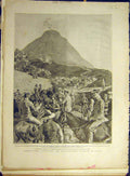 Original Old Antique Print 1896 Mediterranean Squadron Naples Vesuvius Officers