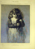 Original Old Antique Print 1875 Play-Fellows Watson Child Puppy Portrait 19th