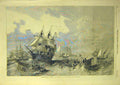 Original Old Antique Print 1857 Homeward Bound Carmichael Fine Art Ship Boat
