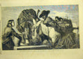 Original Old Antique Print 1858 Asses Drinking Ansdell Donkeys Water Victorian