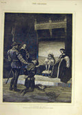 Original Old Antique Print 1880 Justice 1500 Loomis Hunter Poacher Fine Art 19th