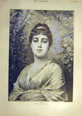 Original Old Antique Print 1893 Julia Sichel Portrait Lady Woman Fine Art 19th