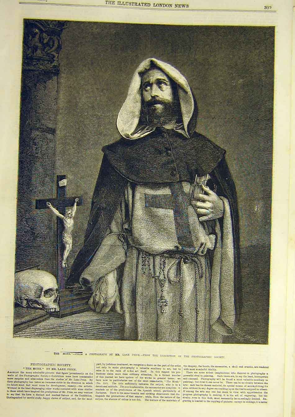 Original Old Antique Print 1856 Monk Price Photograph Portrait Religious 19th
