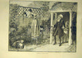 Original Old Antique Print 1893 Browne Surprised Lady Man Fence Dog Art 19th