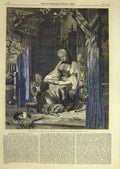 Original Old Antique Print 1860 Fairy Tale Wyburd Story Children Lady Art 19th