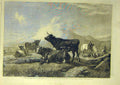 Original Old Antique Print 1861 Travellers Fair Willis Cattle Horse Rider 19th