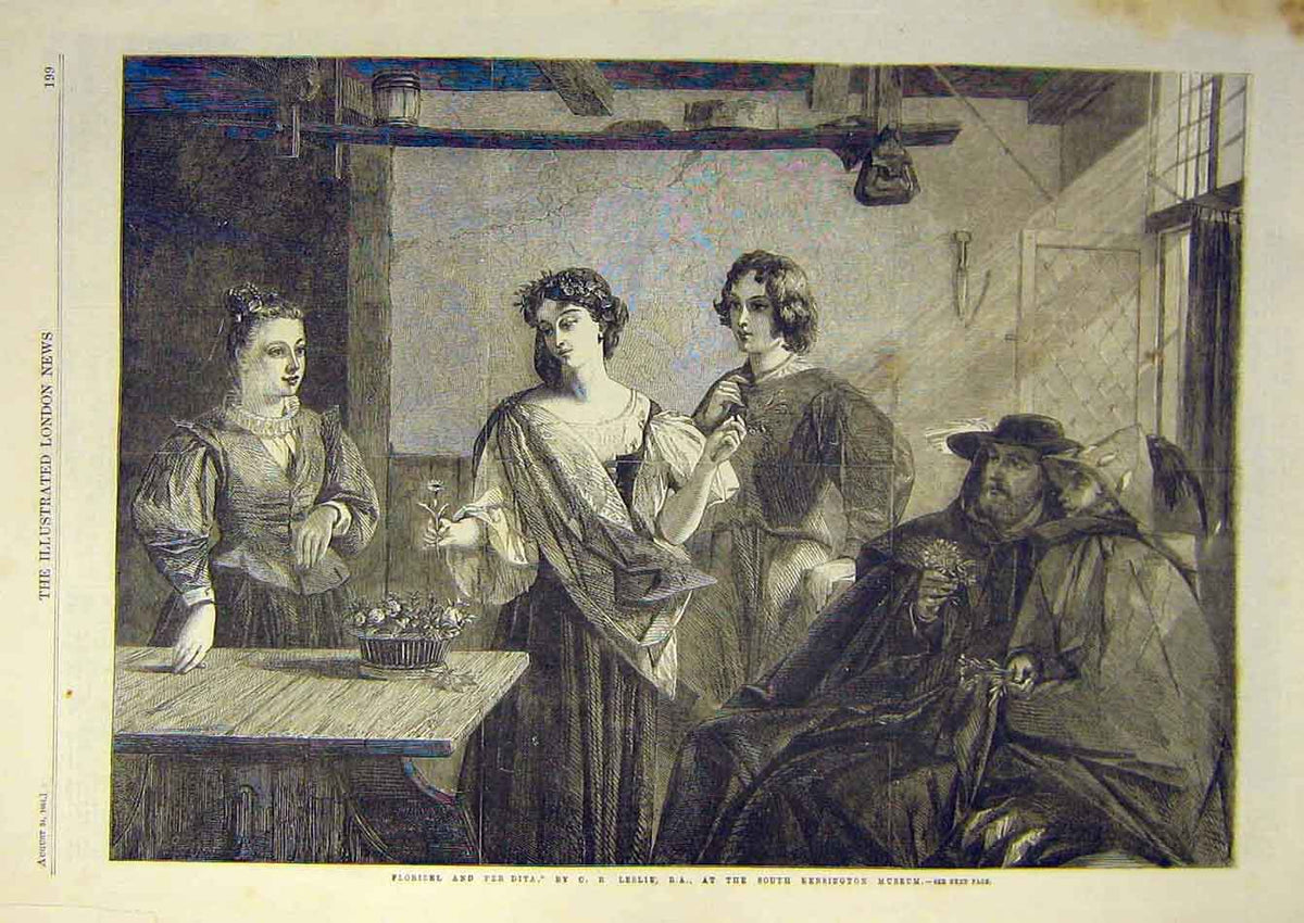 Original Old Antique Print 1861 Leslie Florizel Per-Dita Fine Art Flower 19th