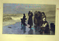 Original Old Antique Print 1887 Anxiety Price Beach People Waiting Fine Art 19th