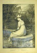 Original Old Antique Print 1889 Miller'S Daughter Knowles Verse Art Lady 19th