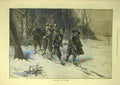 Original Old Antique Print 1871 On-Track Roberts Siers Troops Men Snow Victorian