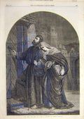 Original Old Antique Print 1866 Kriebel First-Christmas Eve Religious Victorian