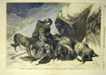 Original Old Antique Print 1856 Severe Weather Ansdell Dog Sheep Shepherd 19th