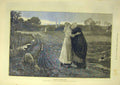 Original Old Antique Print 1874 Morris Good-Bye Bless-You Lady -Woman Shepherd