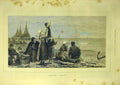 Original Old Antique Print 1876 Bource Father'S-Coming Fisherman Beach Family