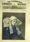 Original Old Antique Print 1876 Girl Pont-Aven Macquoid Lady Bonnet Portrait Art