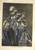 Original Old Antique Print 1873 Knight-Arming Armour Gilbert Boy Fine Art 19th