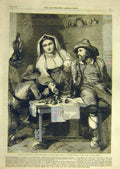 Original Old Antique Print 1858 Murray Market-Best Shop-Door Rome Italy 19th