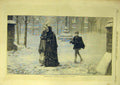 Original Old Antique Print 1870 Christmas Morning en-Time Boughton Victorian