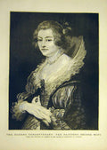 Original Old Antique Print Rubens Wife-Portrait Lady Woman Fine Art