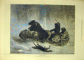 Original Old Antique Print 1873 Traineau-Russe Russian Horse Sleigh Snow 19th