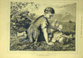Original Old Antique Print 1855 King Alfred-Great Anglo-Saxon Youth Gilbert 19th