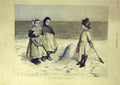 Original Old Antique Print 1888 International Conference Children Beach Sand Sea